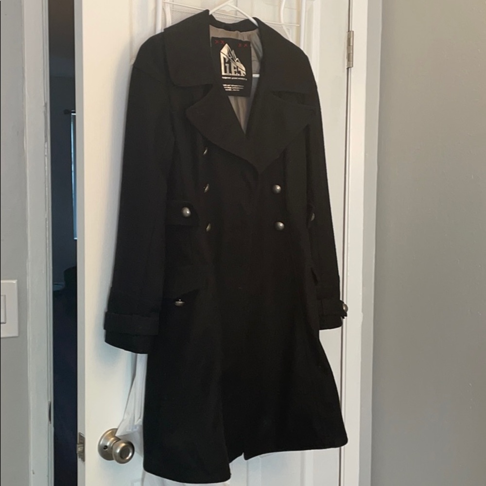 Black knee length pea coat